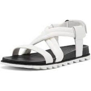 SOREL WOMEN'S ROAMING DECON LEATHER PLATFORM SANDALS SEA SALT WHITE 6.5-NICE!
